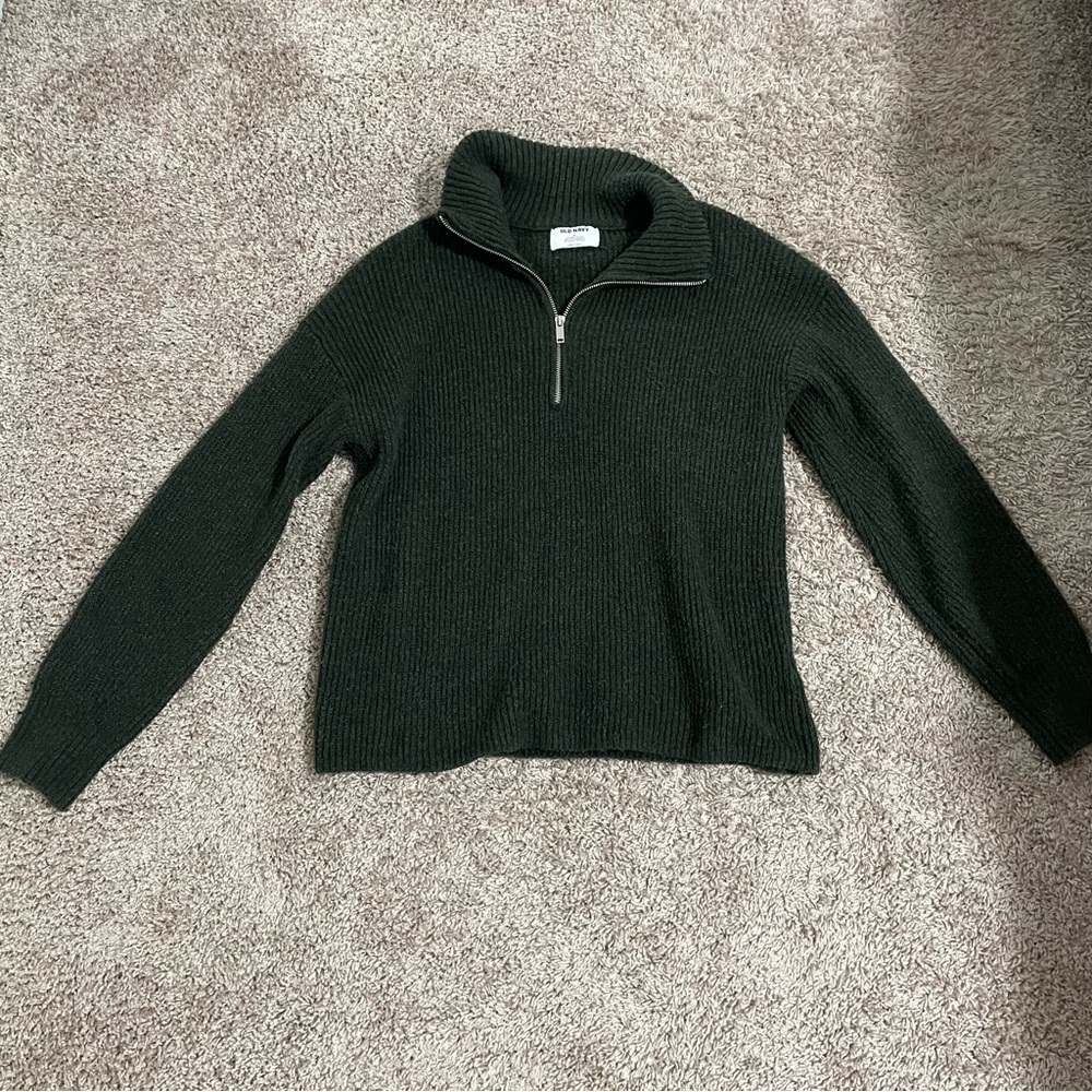 Old Navy Half Zip Sweater - Dark Green Medium